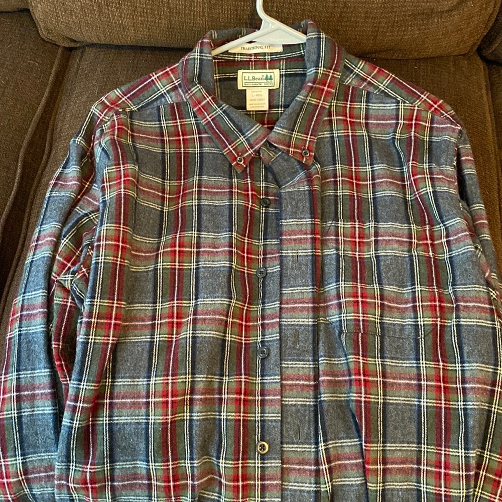 LL Bean flannel shirt.